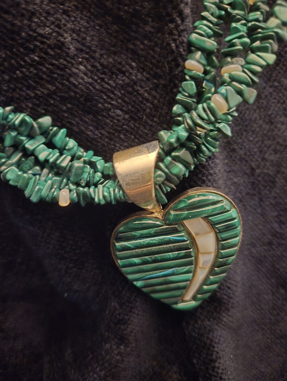 Jay King Green Heart Inlay Drop Earringsand Necklace Set - Women Jewelry
